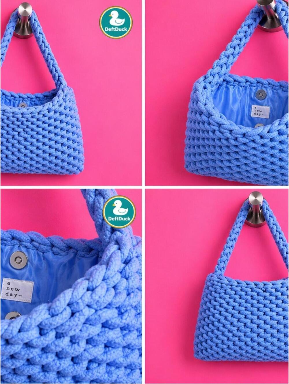 a new day Chunky Knit Shoulder Tote in Bright Blue